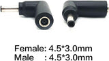helpers lab 4.5 x 3.0 mm Right Angle 90-Degree Power Adapter Connector Converter for Dell Latitude; XPS; Vostro Laptop AC Charger Cord
