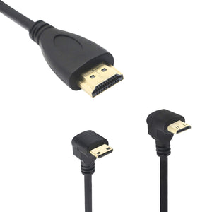 Mini HDMI to HDMI,Hdmi 90 Degree Up and Down 2pcs,Hdmi A Male to HDMI C Male -19.7IN