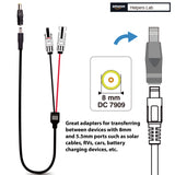 DC7909 8mm Male to DC 5.5mm Female Connectors Adapter for Portable Backup Power Station Jackery Explorer Rockpal Bluetti Milin Votman Goal Zero X-Dragon Rechargeable Battery Pack Solar Generators