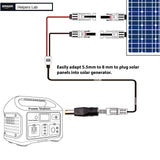 DC7909 8mm Male to DC 5.5mm Female Connectors Adapter for Portable Backup Power Station Jackery Explorer Rockpal Bluetti Milin Votman Goal Zero X-Dragon Rechargeable Battery Pack Solar Generators