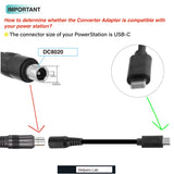 Adapter DC8020 to USB-C, DC8020 Female to Type C Adapter for Solar Panel RV Portable Power Station Compatible with Jackery 100 Plus 240 v2 300 Plus -5A