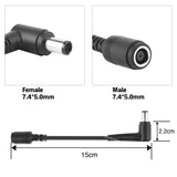 Max 240W 7.4 mm to 7.4 mm Right Angle 90-Degree Power Adapter Connector Converter for Dell MSI Hp Pavilion Probook Elitebook Envy Compaq Presario Redmi Resmed AirSense S10 CPAP BiPAP AC Charger Cord