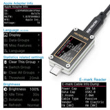 Multi-Function USB Tester Type-C Micro USB Digital Voltmeter QC 2.0 QC 3.0 QC4.0 PPS PD E-mark Digital Voltage Current Power Bank Tester with the gravity sensor.
