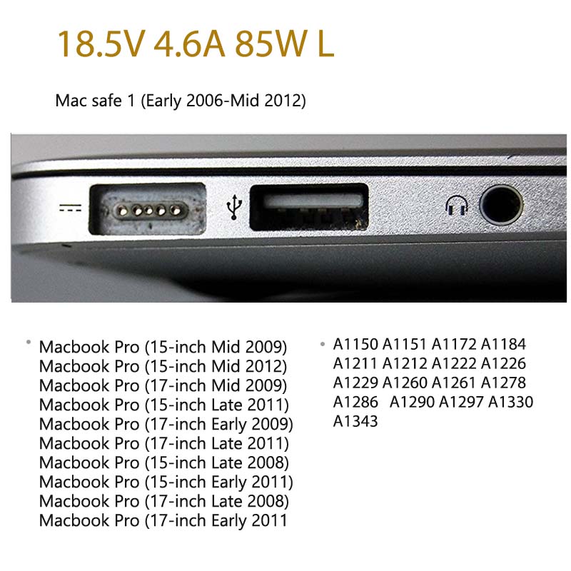 Chargeur compatible pour apple macbook pro - magsafe 1 85w - a1150 - a1286