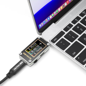 Helpers Lab USB-C Type-C电压表电流表测试仪QC2.0 QC3.0 QC4.0 PD2.0 PD3.0 SuperVOOC FCP SCP触发器，上位机在线固件升级，E-Mark线缆读取，带重力传感器1.14英寸IPS彩色液晶显示屏