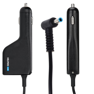 Helpers Lab 19.5V 2.31A 45W Blue Tip Car Adapter Charger With USB QC3.0 Compatible For HP Laptop